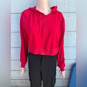 Woman’s basic red zipper hoodie size L